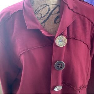 neon buddha  wine colored Button-Front Blazer Jacket..first pics are true  color